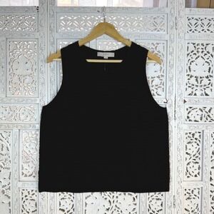 NWT LOFT Black Stretchy Sleeveless Ribbed‎ Sweater Vest Tank Top Sz Womens Large